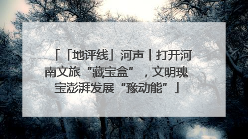 「地评线」河声丨打开河南文旅“藏宝盒”，文明瑰宝澎湃发展“豫动能”