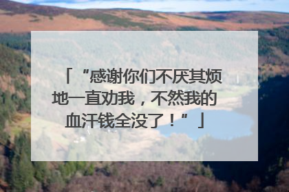 “感谢你们不厌其烦地一直劝我，不然我的血汗钱全没了！”