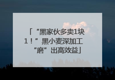 “黑家伙多卖1块1！”黑小麦深加工“磨”出高效益