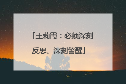 王莉霞：必须深刻反思、深刻警醒
