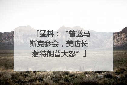 猛料：“曾邀马斯克参会，美防长惹特朗普大怒”