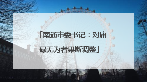 南通市委书记：对庸碌无为者果断调整