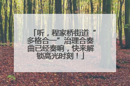 听，程家桥街道“多格合一”治理合奏曲已经奏响，快来解锁高光时刻！