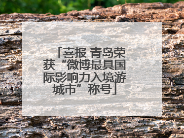 喜报 青岛荣获“微博最具国际影响力入境游城市”称号