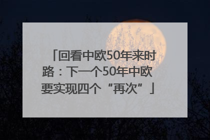 回看中欧50年来时路：下一个50年中欧要实现四个“再次”