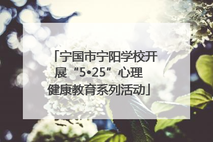 宁国市宁阳学校开展“5•25”心理健康教育系列活动