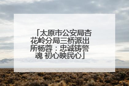 太原市公安局杏花岭分局三桥派出所杨蓉：忠诚铸警魂 初心映民心