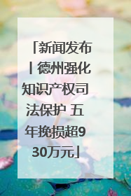 新闻发布丨德州强化知识产权司法保护 五年挽损超930万元