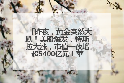 昨夜，黄金突然大跌！美股爆发，特斯拉大涨，市值一夜增超5400亿元！苹果传来大消息