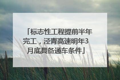 标志性工程提前半年完工，泾青高速明年3月底具备通车条件
