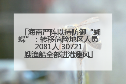 海南严阵以待防御“蝴蝶”：转移危险地区人员2081人 30721艘渔船全部进港避风