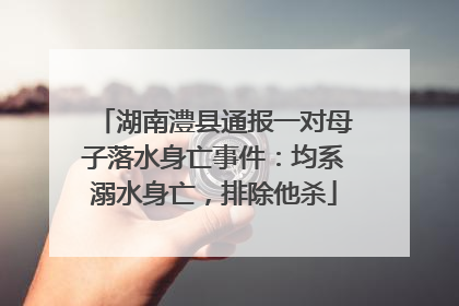 湖南澧县通报一对母子落水身亡事件：均系溺水身亡，排除他杀