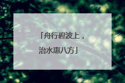 舟行碧波上，治水惠八方