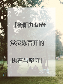 衡阳九旬老党员陈普开的执着与坚守